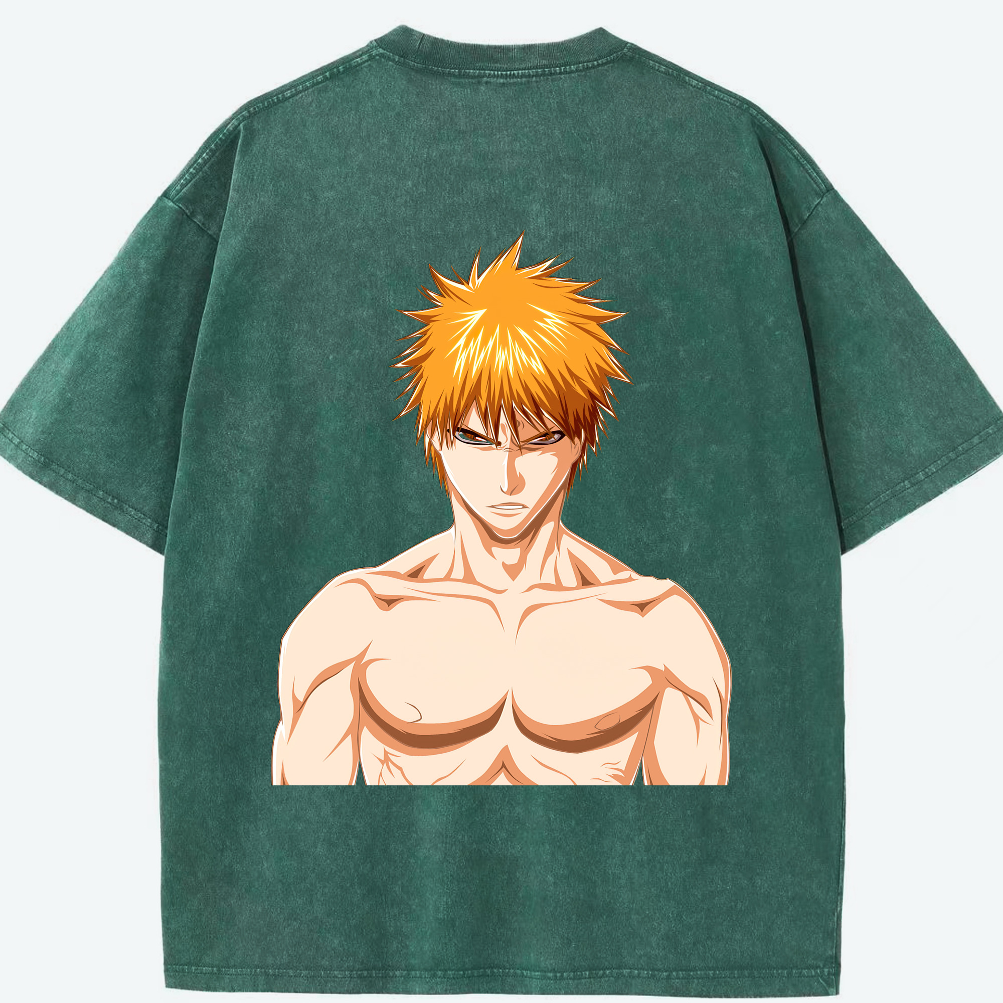 （画像用） ブリーチ 黒崎一護（くろさき いちご）BLEACH Kurosaki Ichigo 綿100% ヴィンテージ風 半袖Tシャツ（背面プリント）